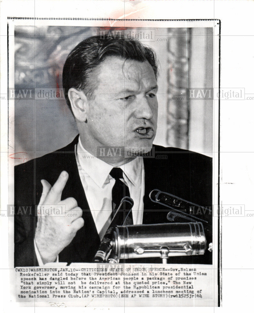 1964 Press Photo Nelson Rockefeller Governor New York - Historic Images