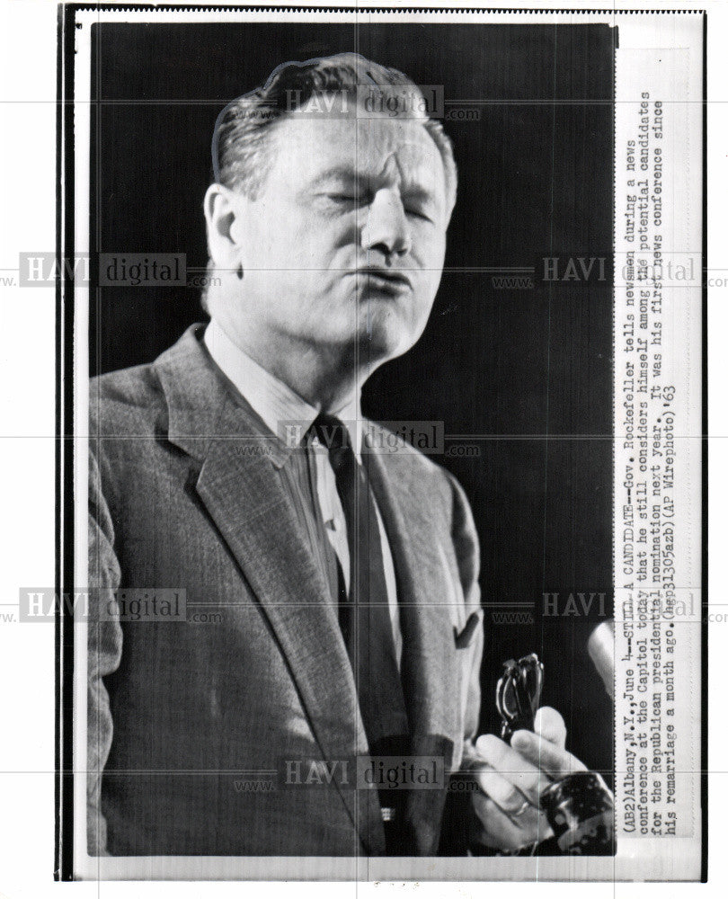 1963 Press Photo Nelson Rockefeller New York governor - Historic Images