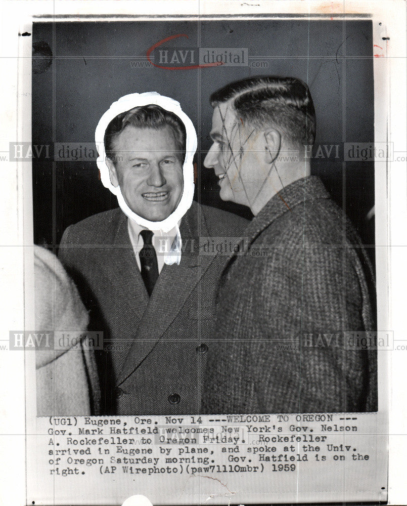 1959 Press Photo Gov. Mark Hatfield Nelson Rockefeller - Historic Images