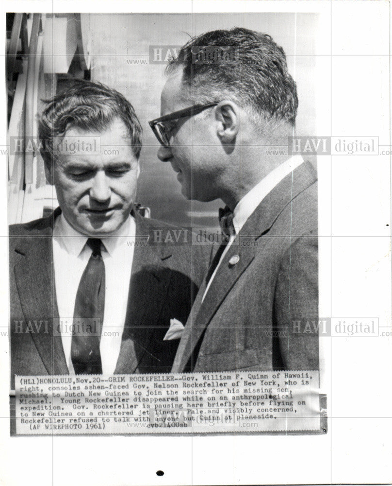 1961 Press Photo Nelson Rockefeller William F. Quinn - Historic Images