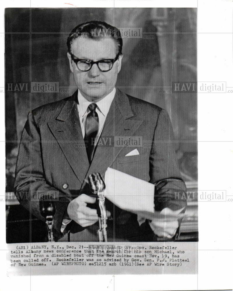 1961 Press Photo Nelson Michael Rockefeller search ends - Historic Images