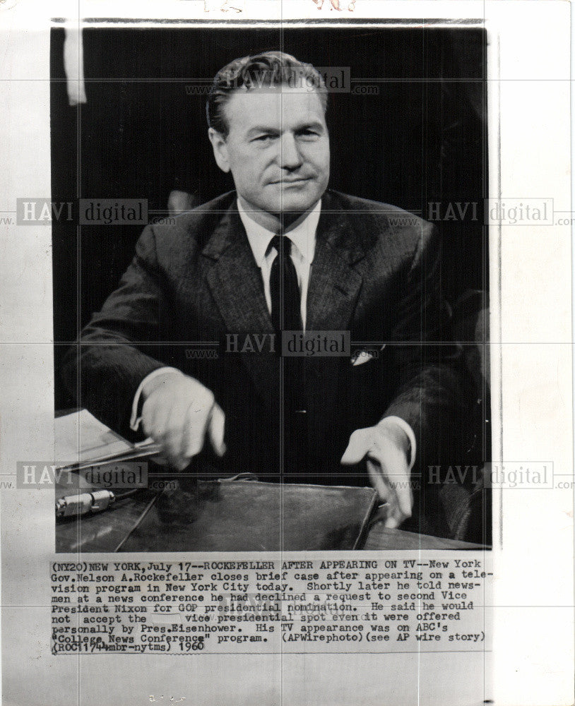 1960 Press Photo Gov. Nelson A. Rockefeller Republican - Historic Images