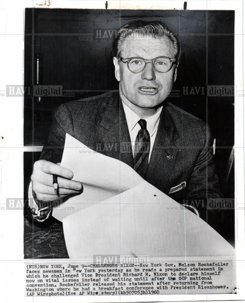 1960 Press Photo Nelson Rockefeller Governor New York - Historic Images