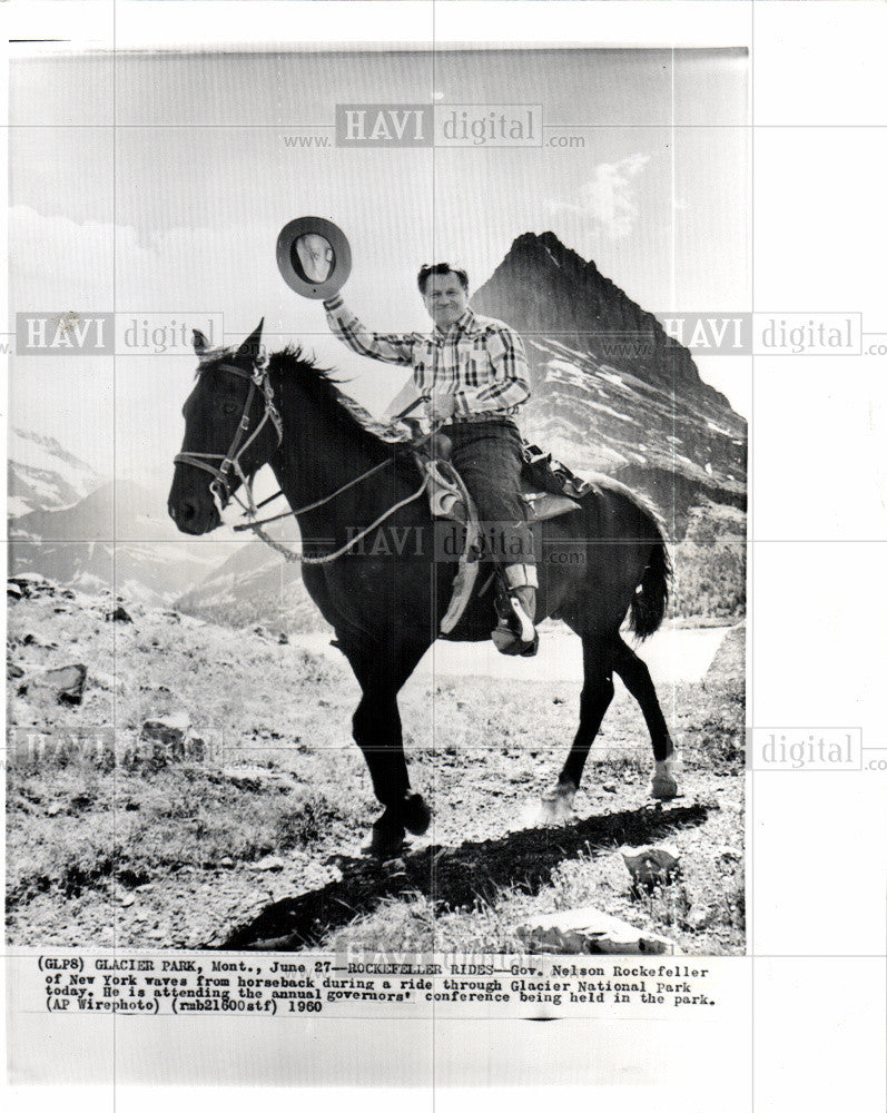 1960 Press Photo Nelson Aldrich Rockefeller horse ride - Historic Images