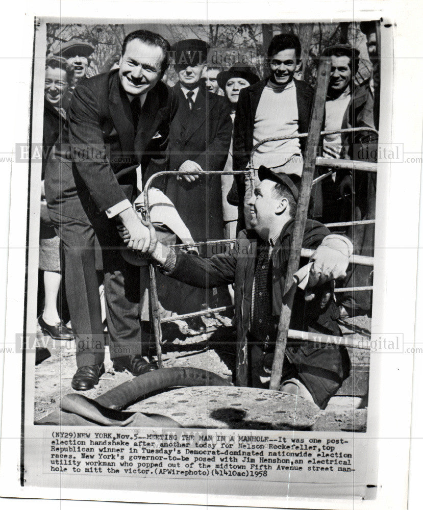 1958 Press Photo Nelson Rockefeller Governor New York - Historic Images