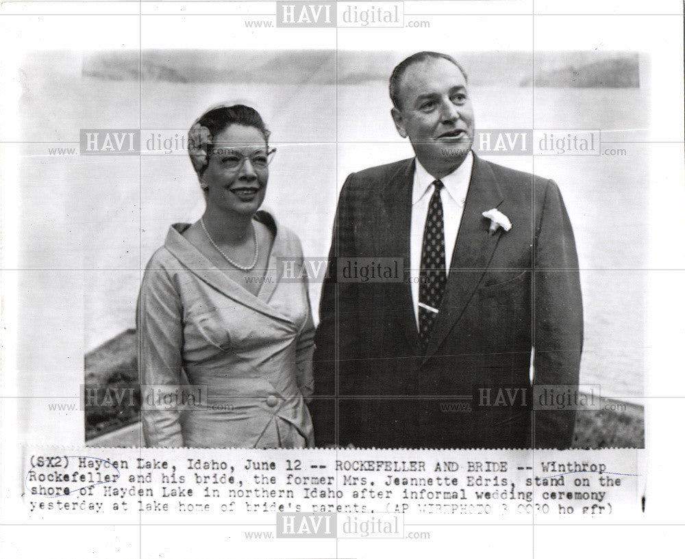 1956 Press Photo Winthrop Rockefeller Jeannette Edris - Historic Images