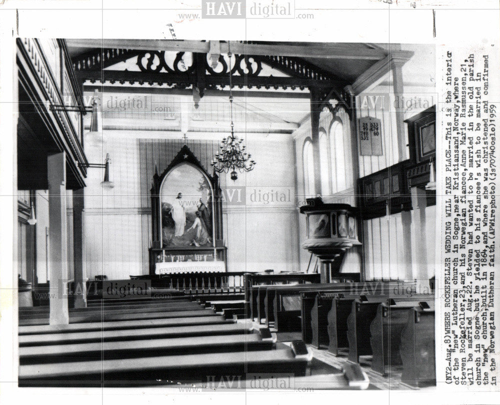 1959 Press Photo Steven Rockefeller wedding church - Historic Images