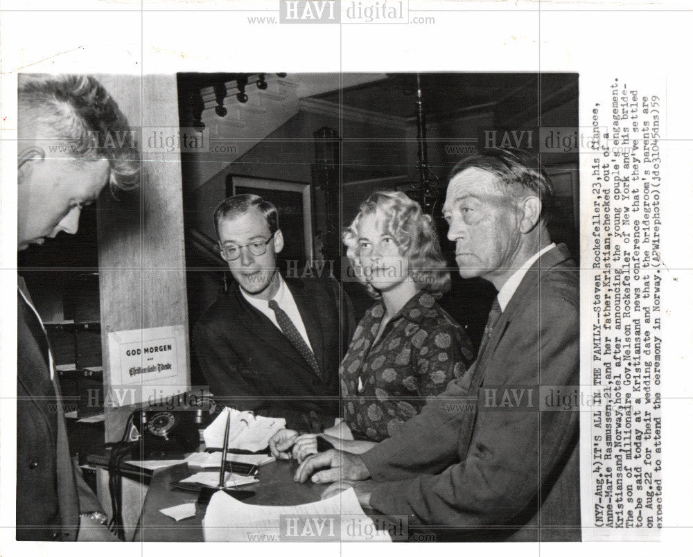 1959 Press Photo Steven Rockefeller engagement - Historic Images