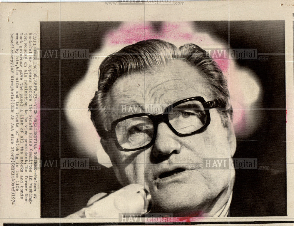 1974 Press Photo Nelson Rockefeller Senate Rules Comm. - Historic Images