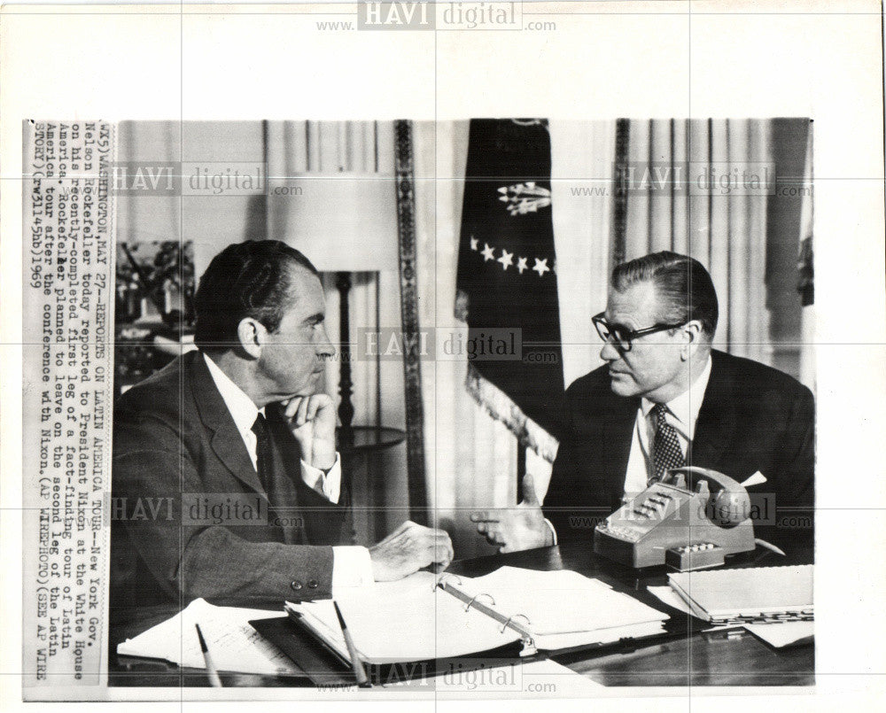 1969 Press Photo Nelson Rockefeller Nixon Latin America - Historic Images