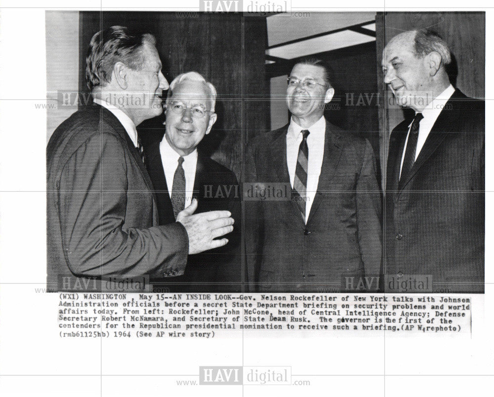 1964 Press Photo Nelson Rockefeller McNammara Rusk - Historic Images