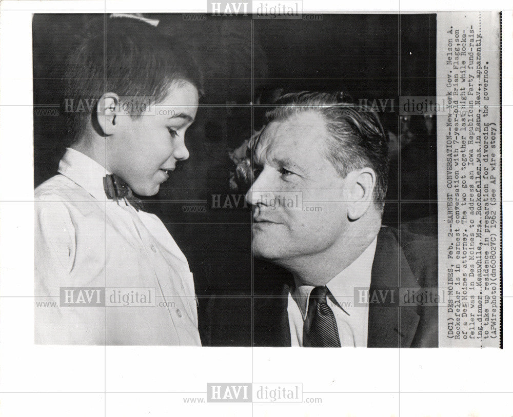 1962 Press Photo Nelson A. Rockefeller with Brain Flagg - Historic Images