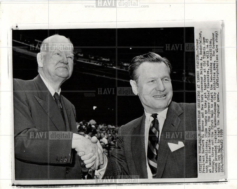 1959 Press Photo Herbert Hoover Nelson Rockefeller - Historic Images