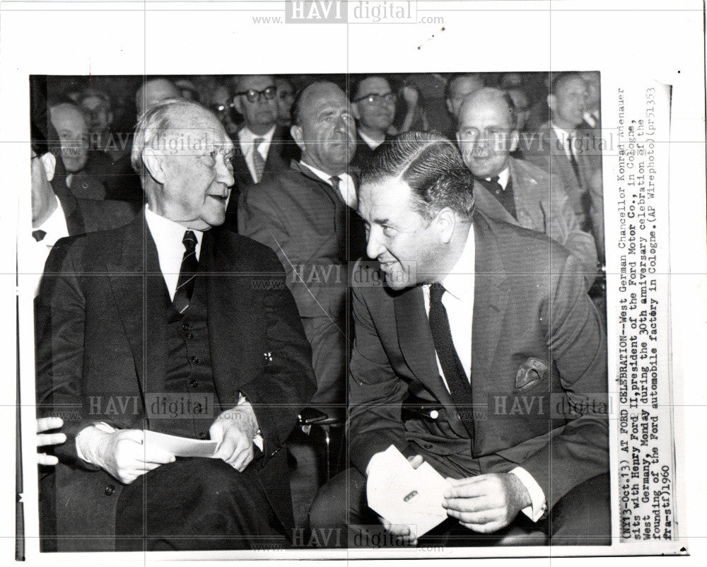 1960 Press Photo Henry Ford II Konrad Adenauer - Historic Images