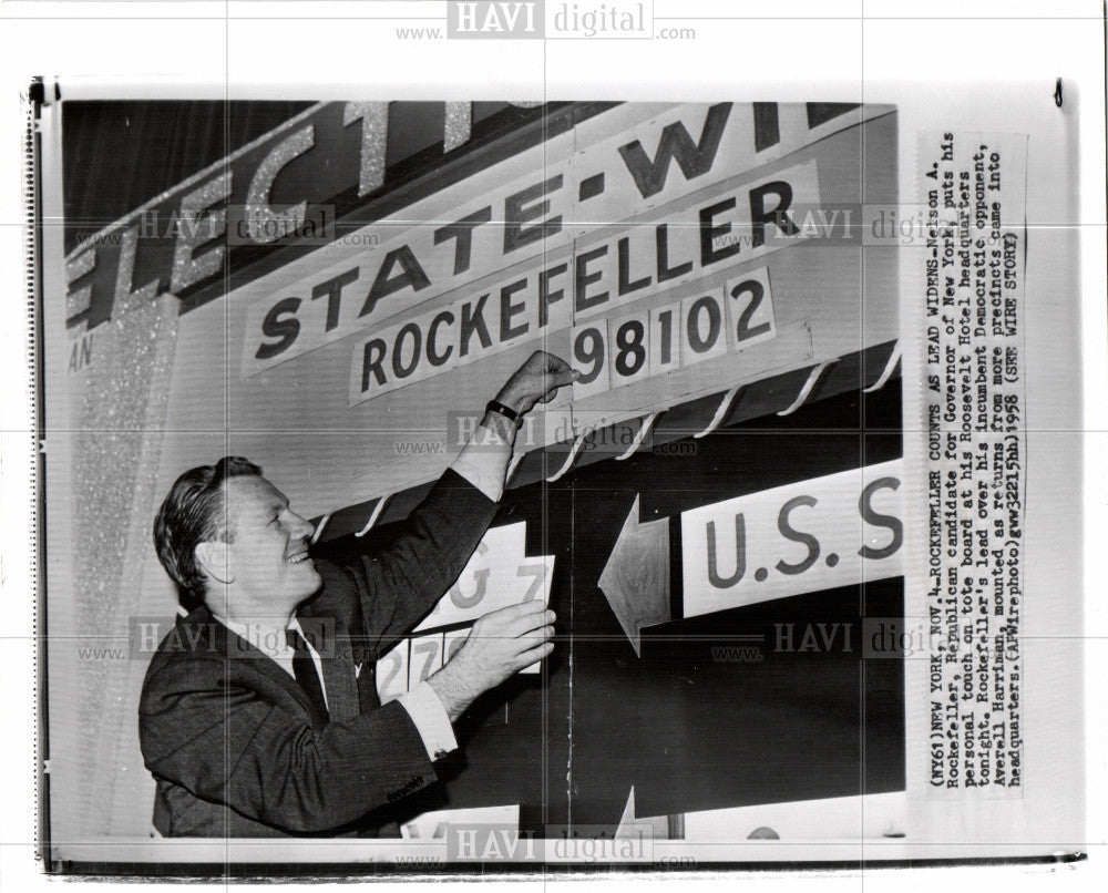 1958 Press Photo Nelson Rockefeller, Averell Harrison - Historic Images