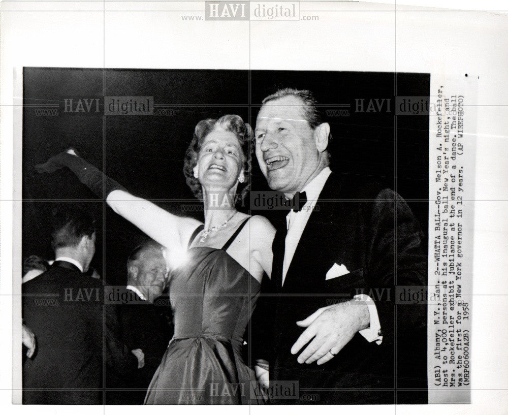 1958 Press Photo Governor Nelson A. Rockefeller ball - Historic Images