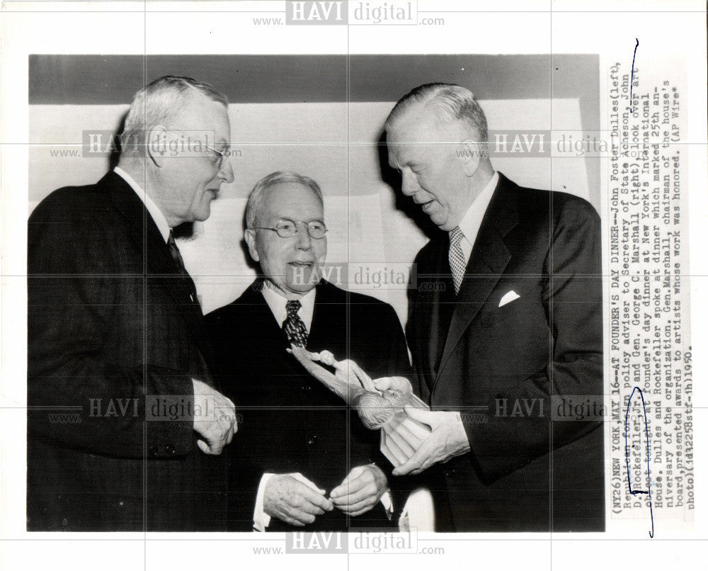 1950 Press Photo Dulles John D. Rockefeller Jr Marshall - Historic Images