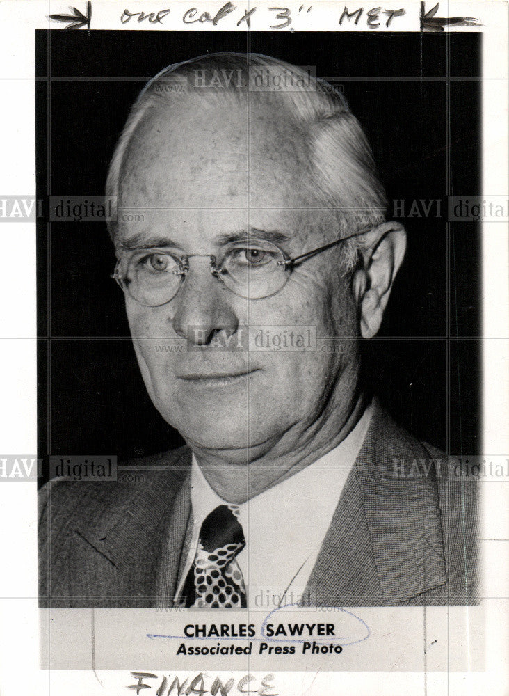 1950 Press Photo charles sawyer secretary of commerce - Historic Images