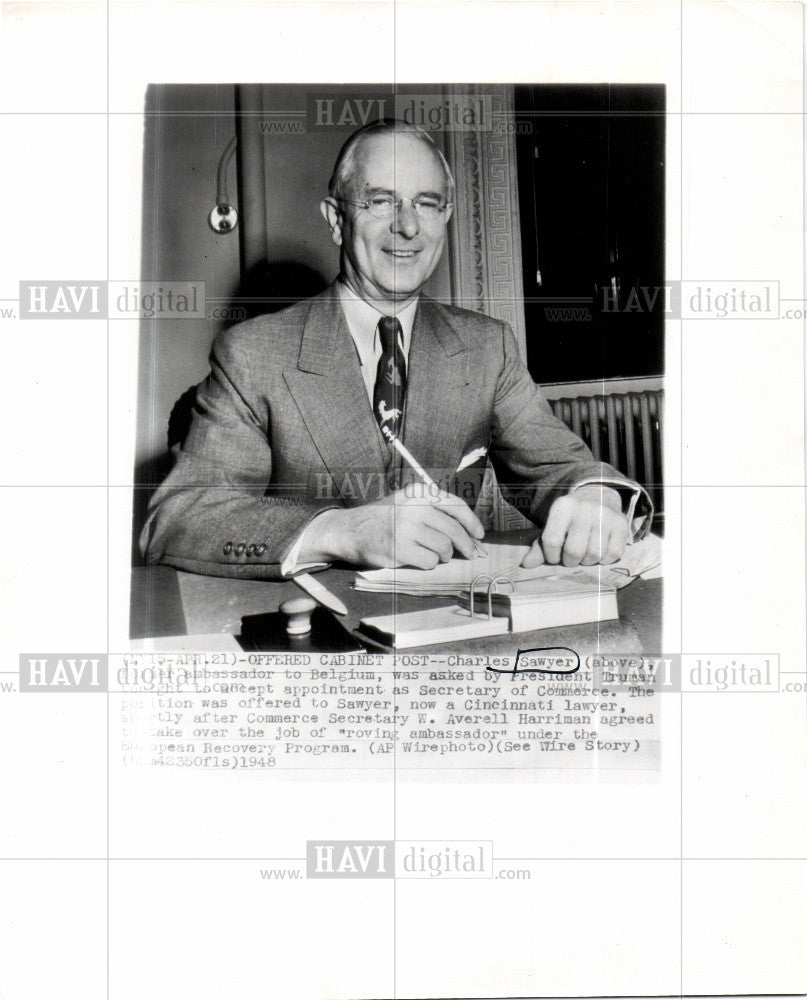 1948 Press Photo Charles Sawyer - Historic Images