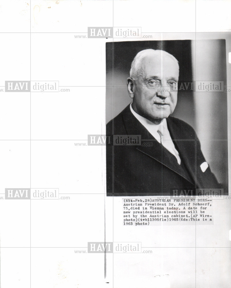 1965 Press Photo Dr. Adolf Schaerf - Historic Images