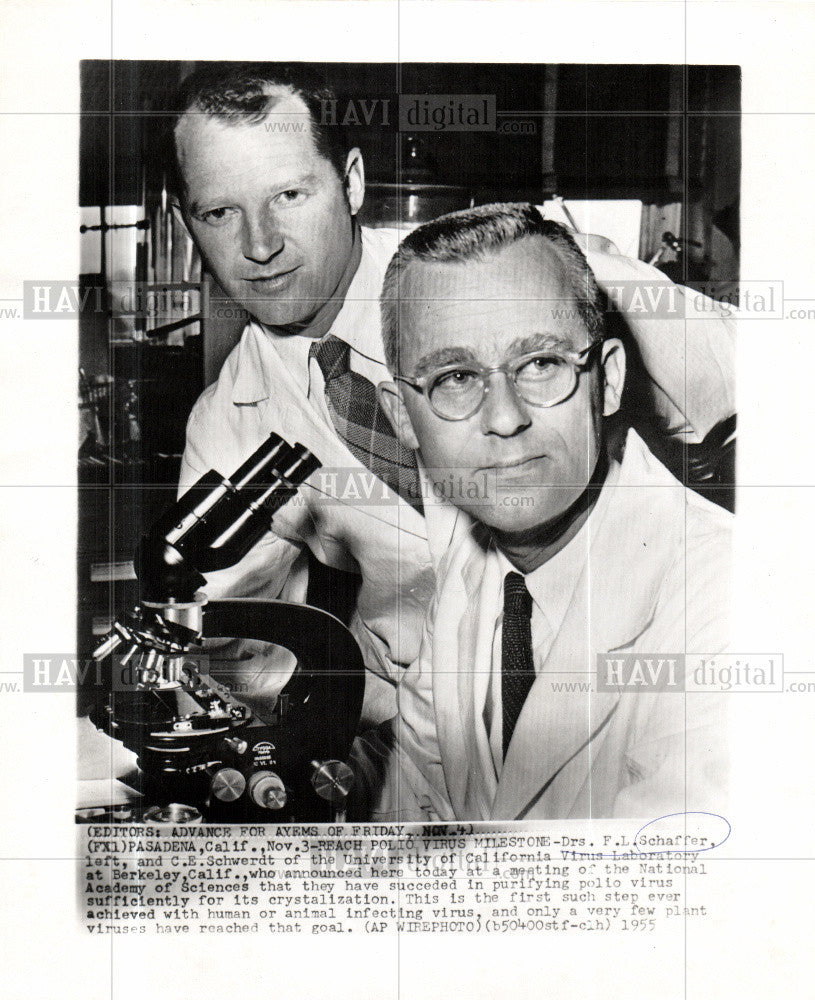 1955 Press Photo F.L. Schaffer C.E. Schwerdt polio - Historic Images