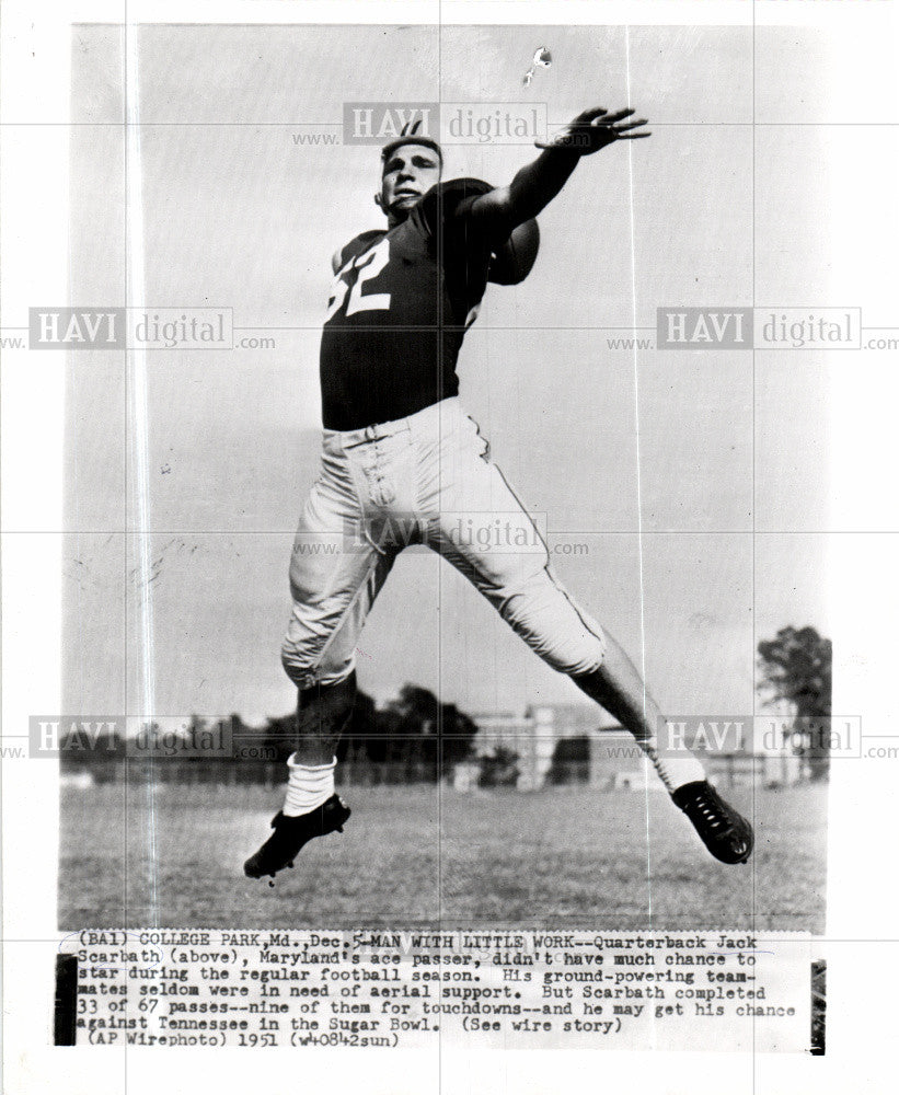 1951 Press Photo Jack Scarbath Quarterback Maryland - Historic Images