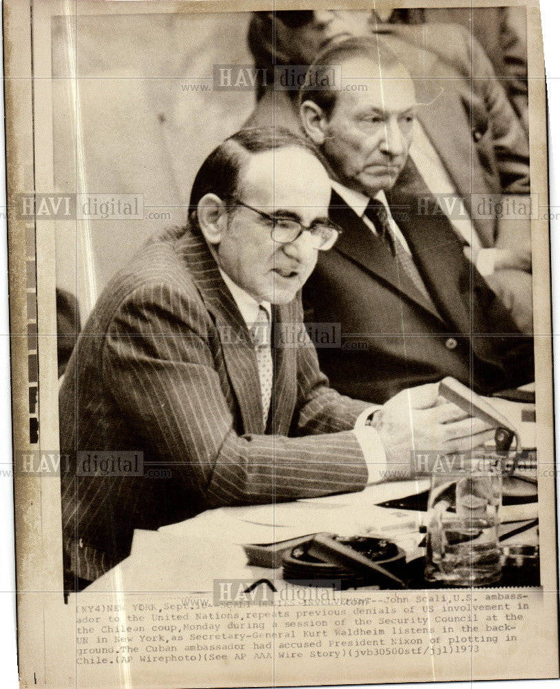 1973 Press Photo John Scali UN Ambassador Chilean Coup - Historic Images