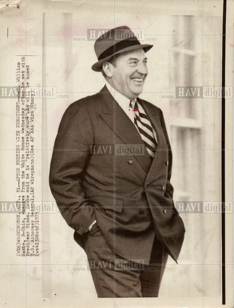 1973 Press Photo William Saxbe Senator - Historic Images