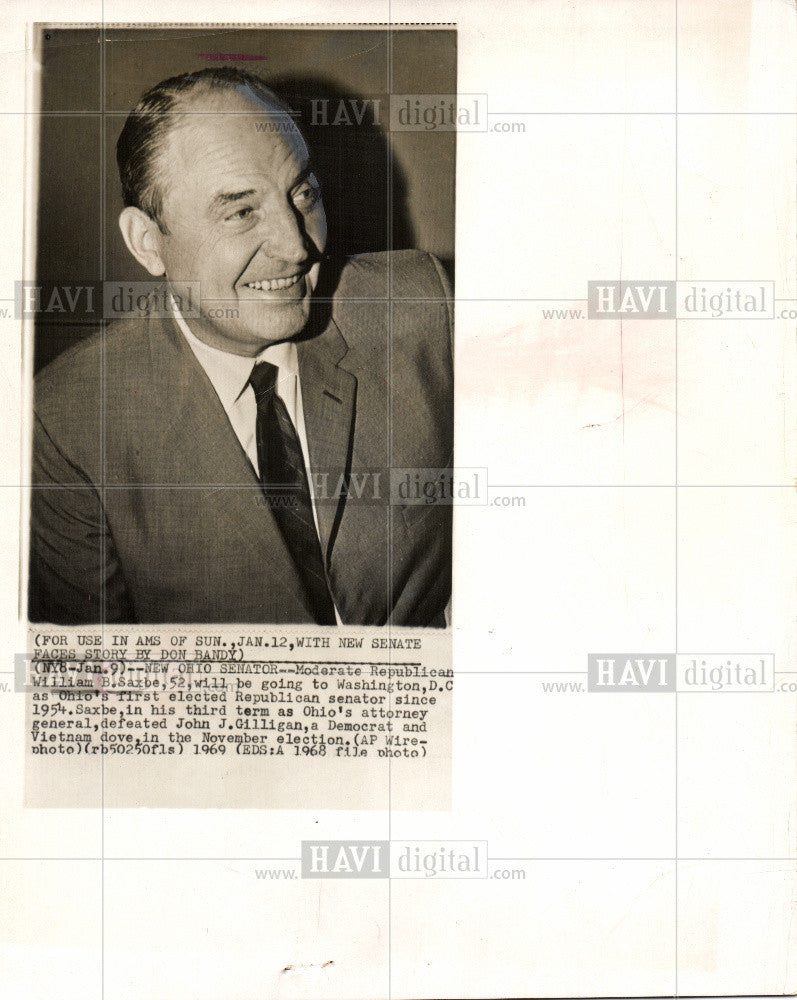 1969 Press Photo Ohio Senator William B. Saxbe Rep - Historic Images
