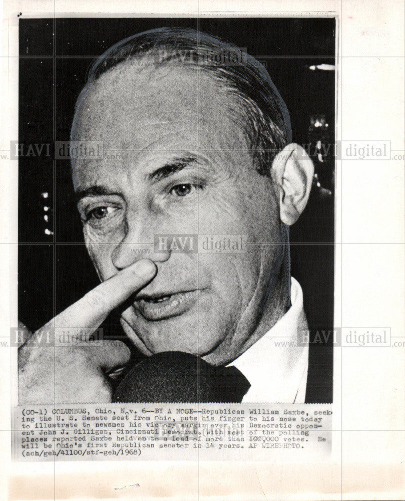 1968 Press Photo William Saxbe U.S. Republican Senate - Historic Images