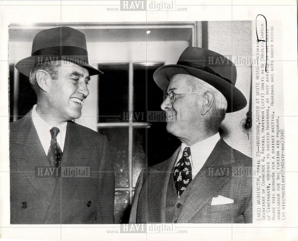 1948 Press Photo W. Averell Harriman Charles Sawyer - Historic Images