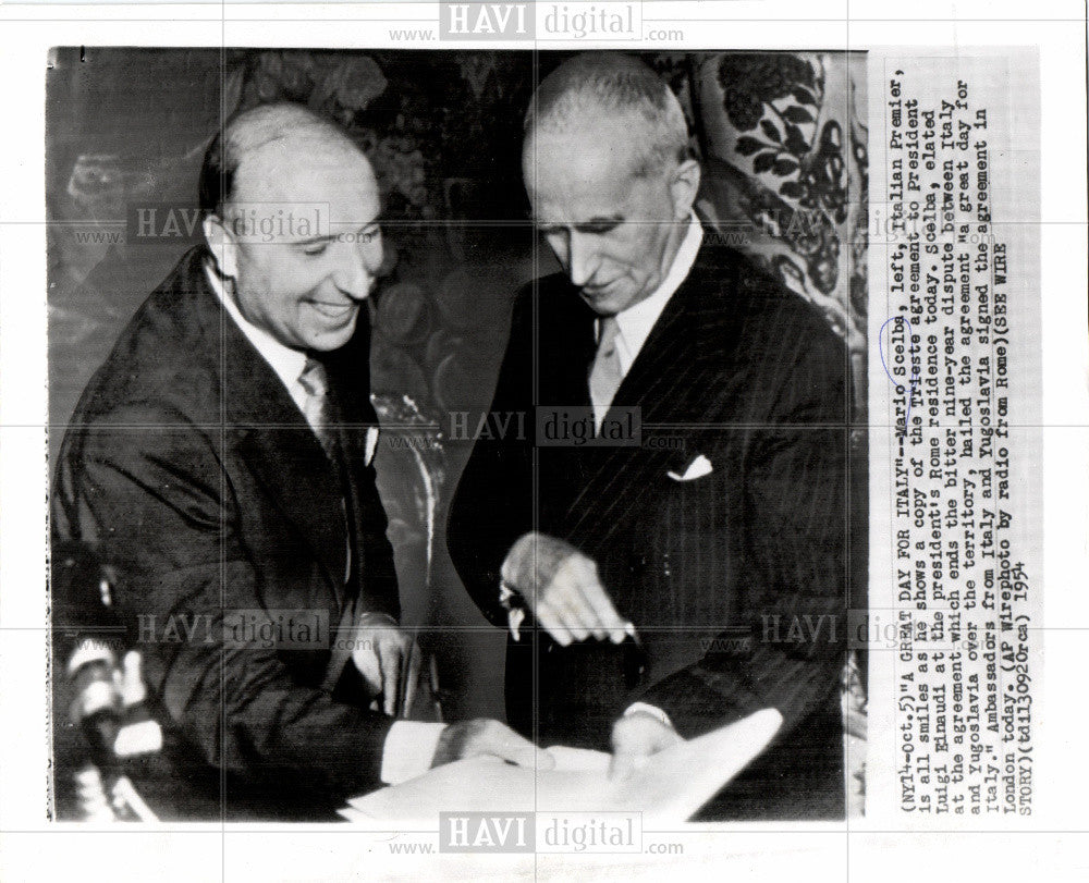 1954 Press Photo Mario Scelba Luigi Einaudi Rome Italy - Historic Images