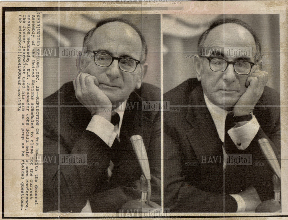 1975 Press Photo John Alfred Scali U.S. Ambassador - Historic Images