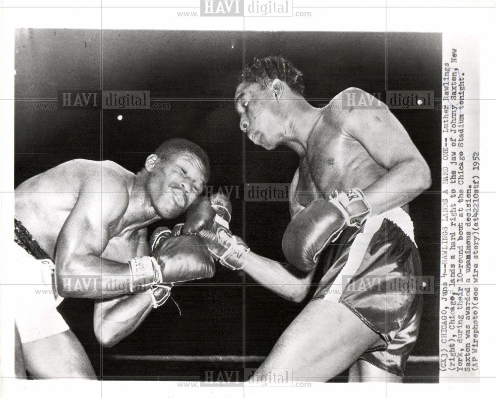 1952 Press Photo Luther Rawlings Johnny Saxton Boxing - Historic Images