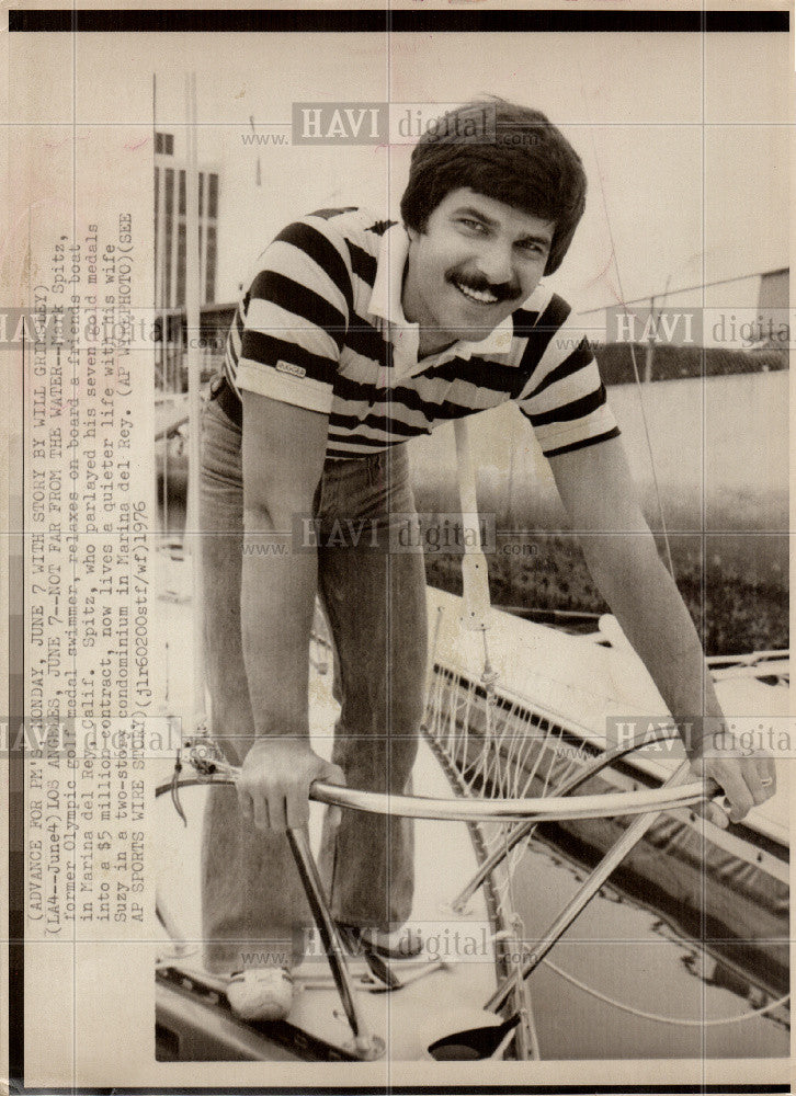 1976 Press Photo Mark Spitz gold medal swimmer Olympics - Historic Images