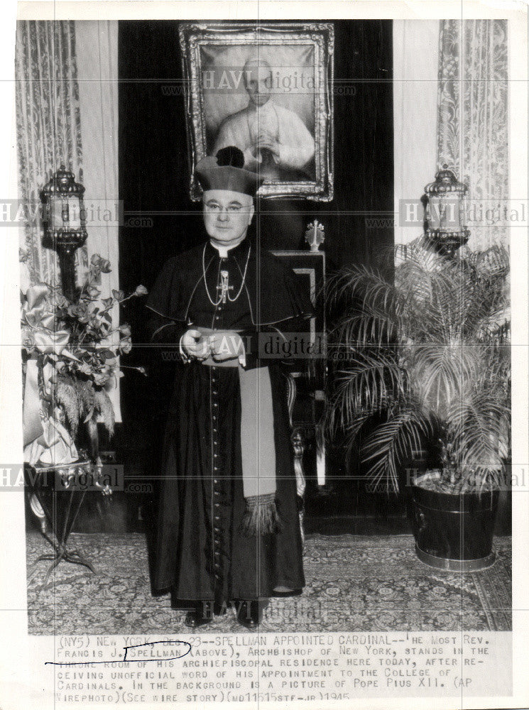 1946 Press Photo Rev. Francis J Spellman Archbishop - Historic Images