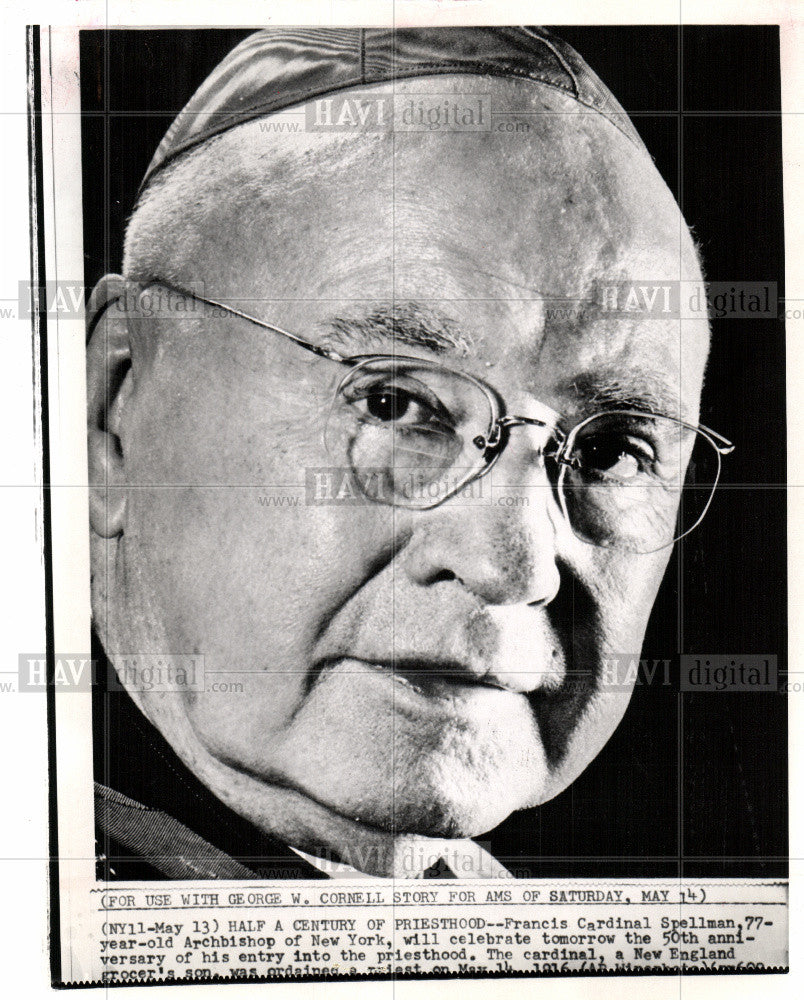 1966 Press Photo Francis Cardinal Spellman 50 years - Historic Images