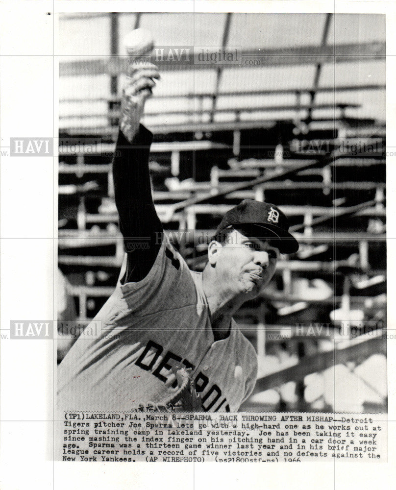 1966 Press Photo Detroit Tigers pitcher Joe Sparma - Historic Images