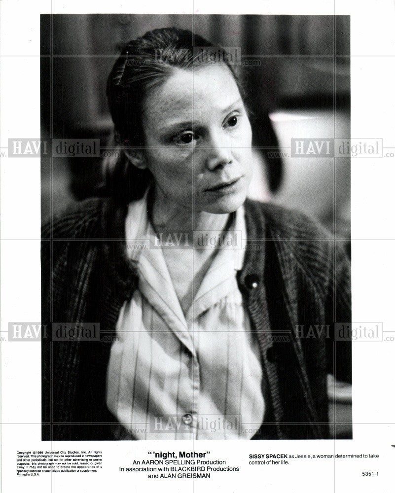 1986 Press Photo Sissy Spacek, night Mother Film - Historic Images