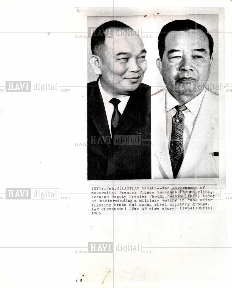 1965 Press Photo Prince Souvanna Phouma Phoumi Nosavan - Historic Images