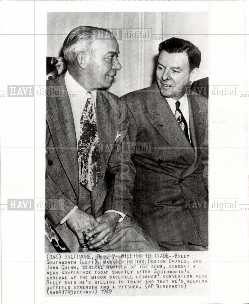 1949 Press Photo Billy Southworth John Quinn - Historic Images