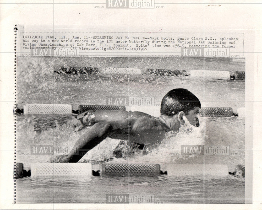 1967 Press Photo Mark Spitz record AAU Championships - Historic Images