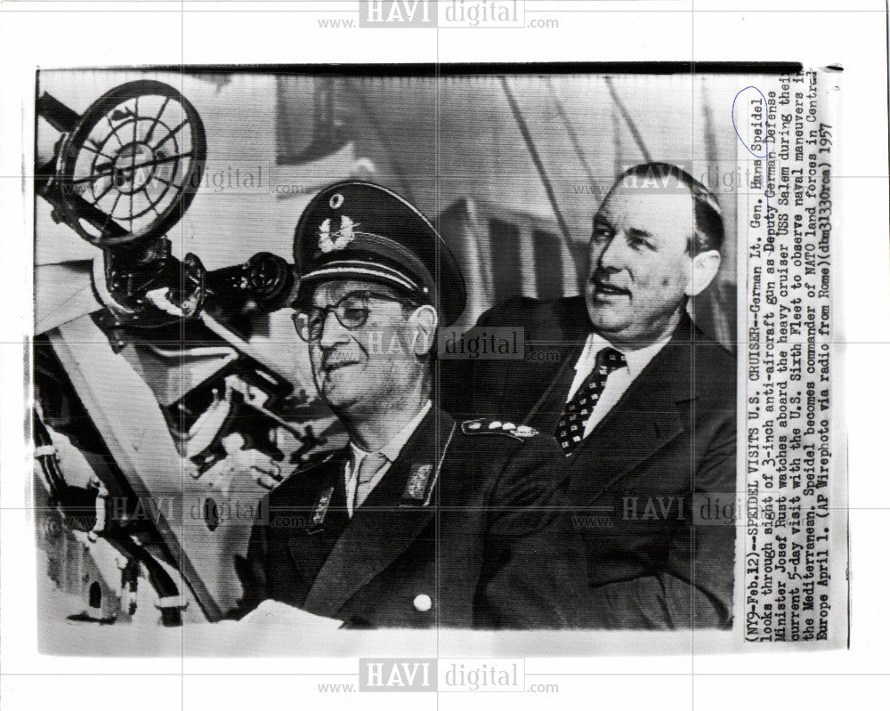 1957 Press Photo Spiedel USS Salem Josef Rust - Historic Images