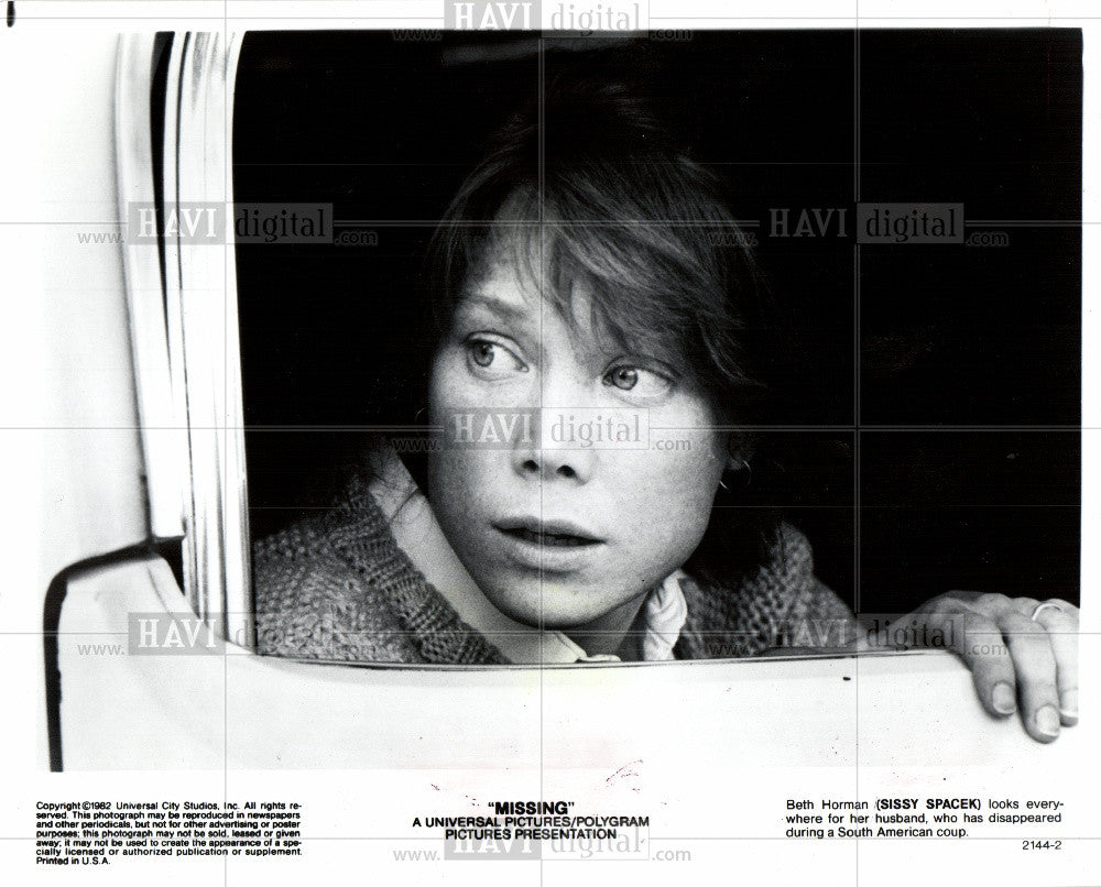 1985 Press Photo Sissy Spacek Actress Singer Missing - Historic Images