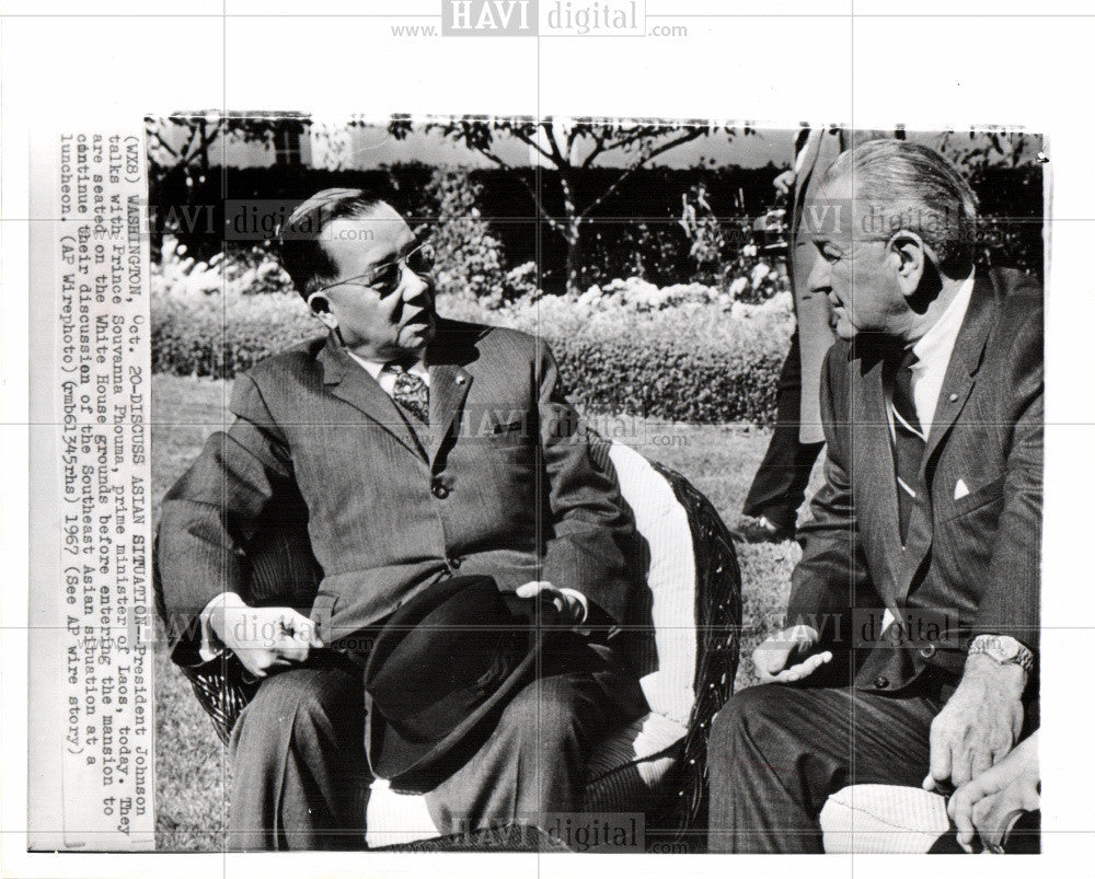 1967 Press Photo Lyndon Johnson Prince Souvanna Phouma - Historic Images