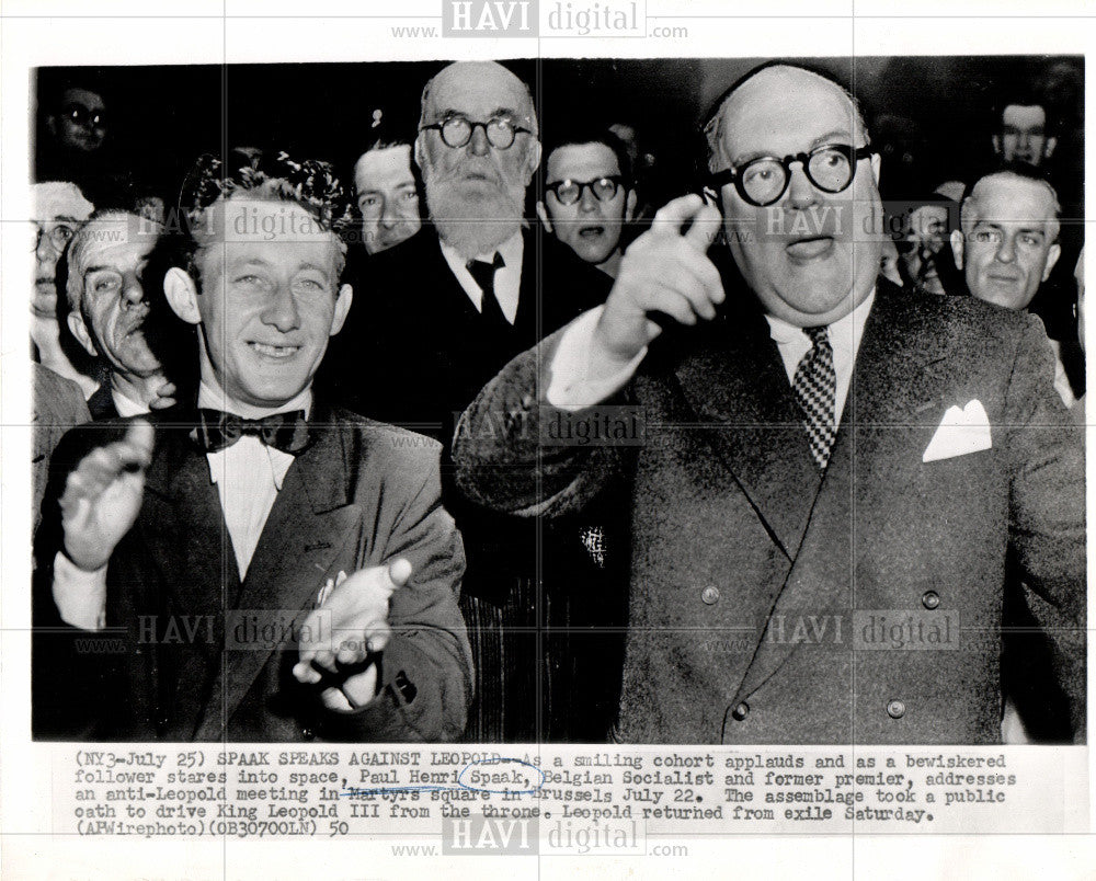 1950 Press Photo Paul Henri Spaak Speech Leopold III - Historic Images