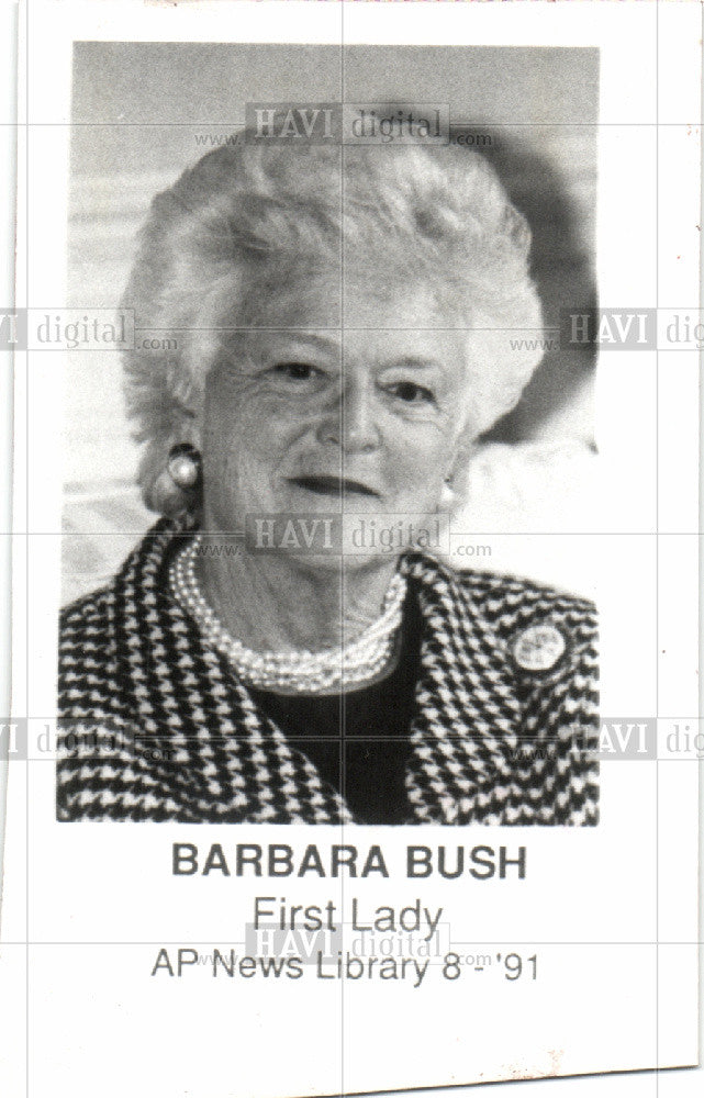 1992 Press Photo First Lady Barbara Bush - Historic Images