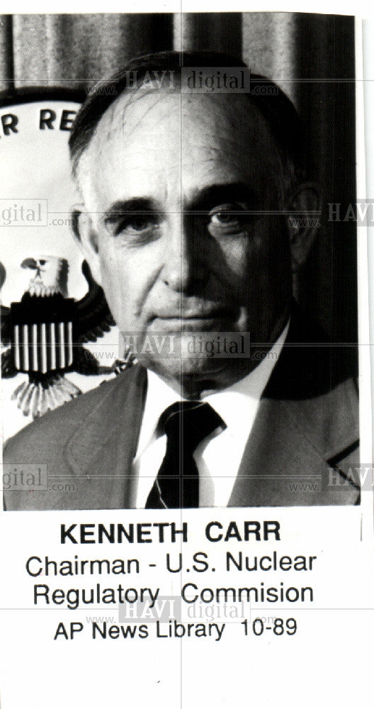 1989 Press Photo kenneth carr chairman nuclear regulato - Historic Images