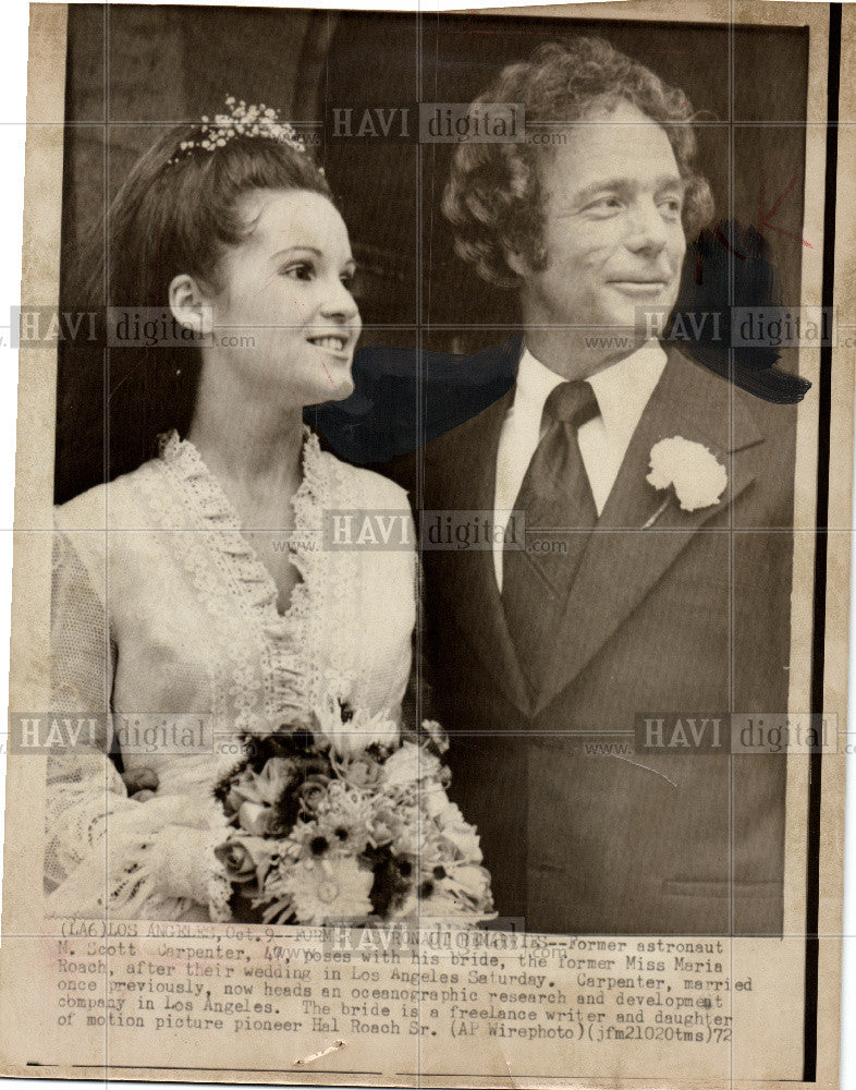 1972 Press Photo Scott Carpenter, Maria Roach wed - Historic Images