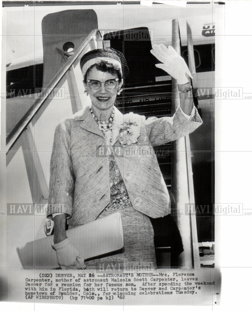 1962 Press Photo Florence Carpenter Astronaut Mother - Historic Images